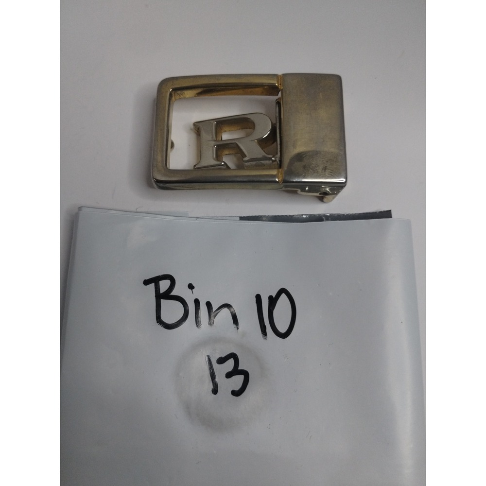 Vintage Two Tone Metal Letter R Initial Monogram Belt Buckle Silver Gold‎ Tone - Picture 5 of 5